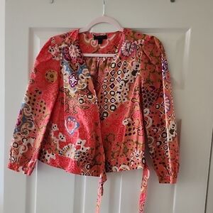 J. Crew Pink and Orange Swirl Blouse